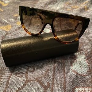 Celine Flat Top Dark Havana Aviator Sunglasses